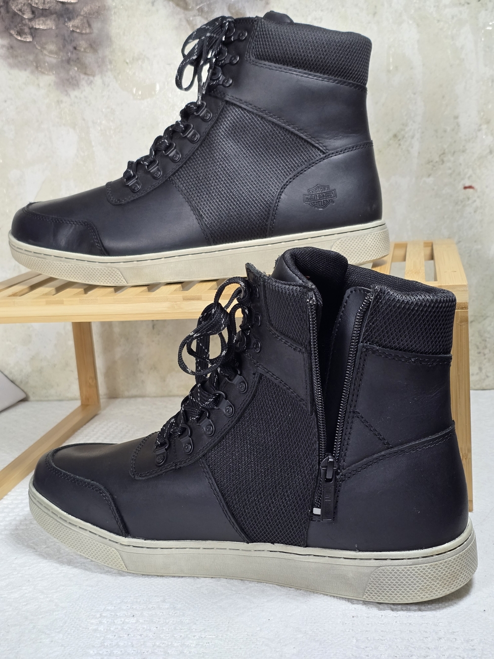 Harley-Davidson Black High Top Moto Boots Side Zip Men’s 11.5 - Picture 6 of 11